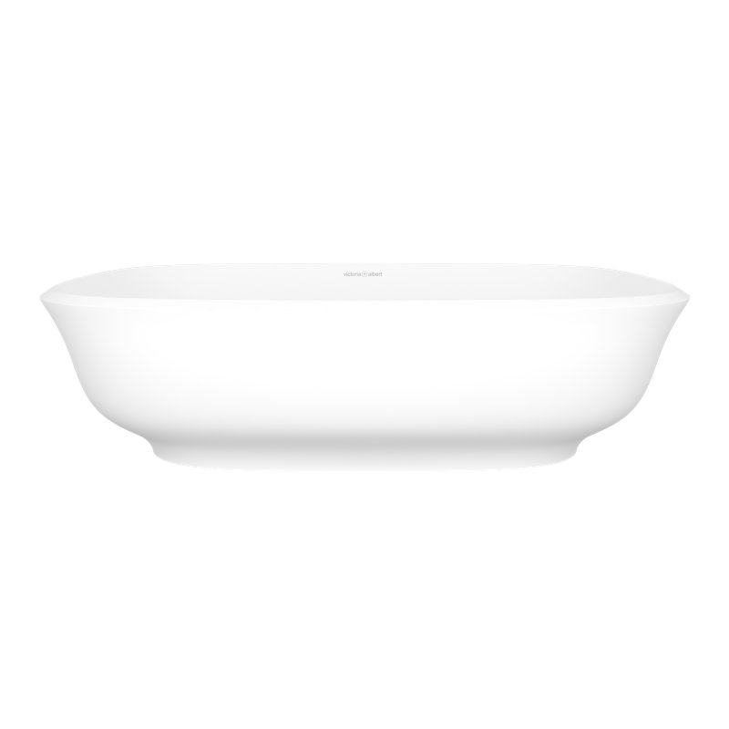 Amiata 60 Rounded Rectangle 23-5/8" Vessel Lavatory Sink in Volcanic Limestone without Internal Overflow, Matte White