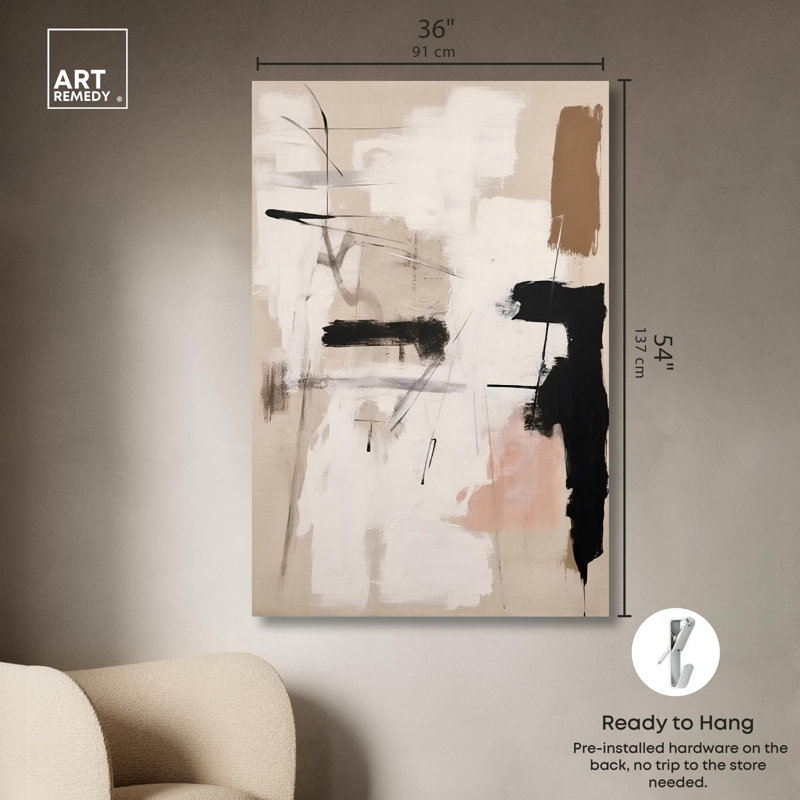 Strings of Love Canvas Muted Abstract Wall Art by Art Remedy, Wrapped Canvas, 54" H x 36" W