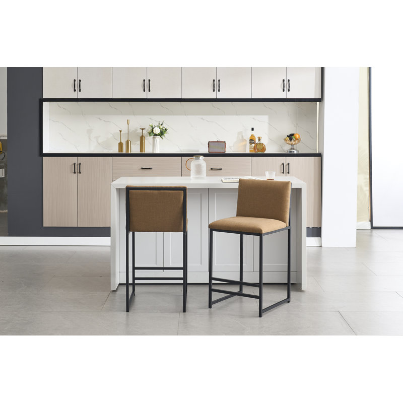 Zavier  Upholstered Linen Bar Counter Stools