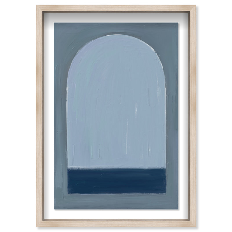 Minimal Ocean Window Print by Oliver Gal, 31.5"H x 46.5"W, Natural Oak Shadowbox