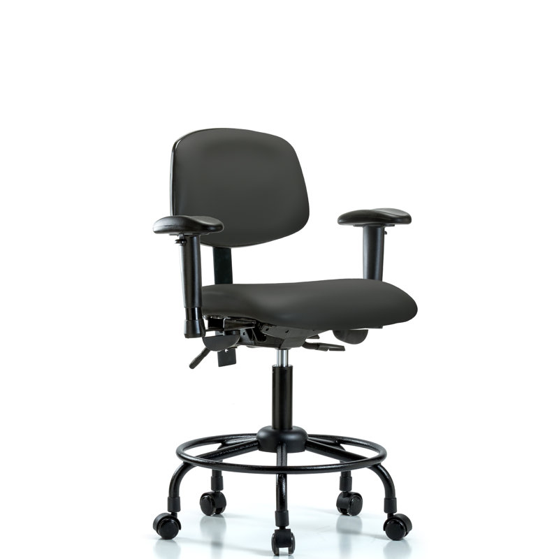 Ian Drafting Chair, Casters, Charcoal, Included