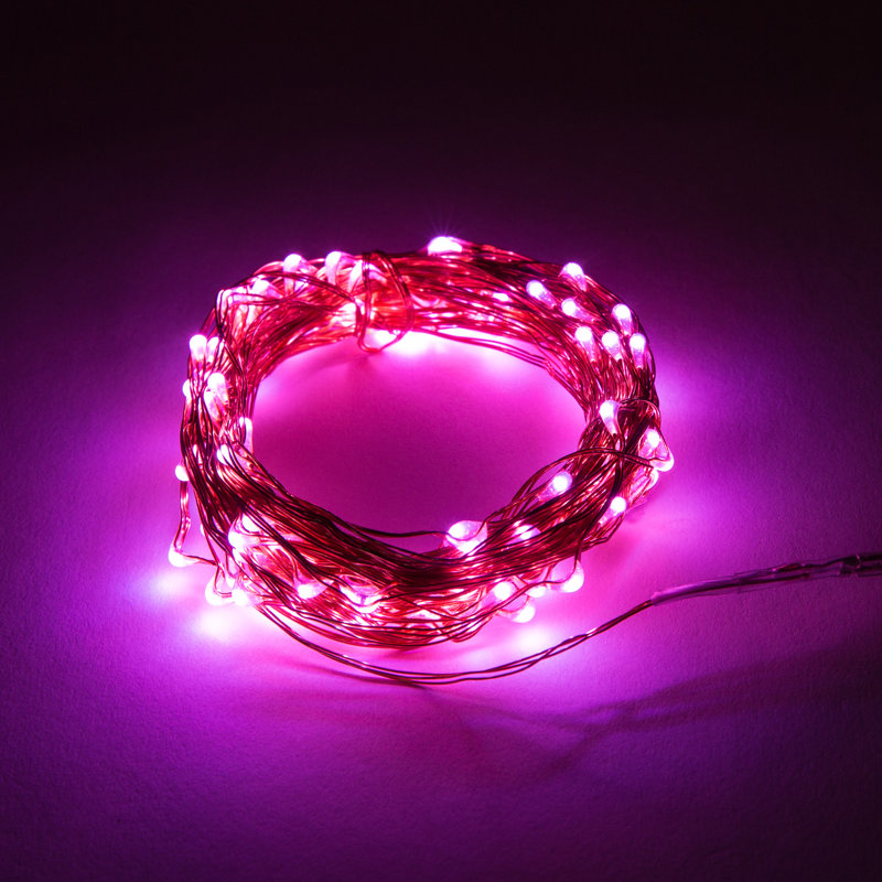 Stoller Outdoor 50 - Bulb 16'' Battery Powered LED Fairy String Light, Pink