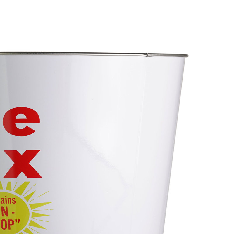 White and Red Metal Turtle Wax Office Trash Bin