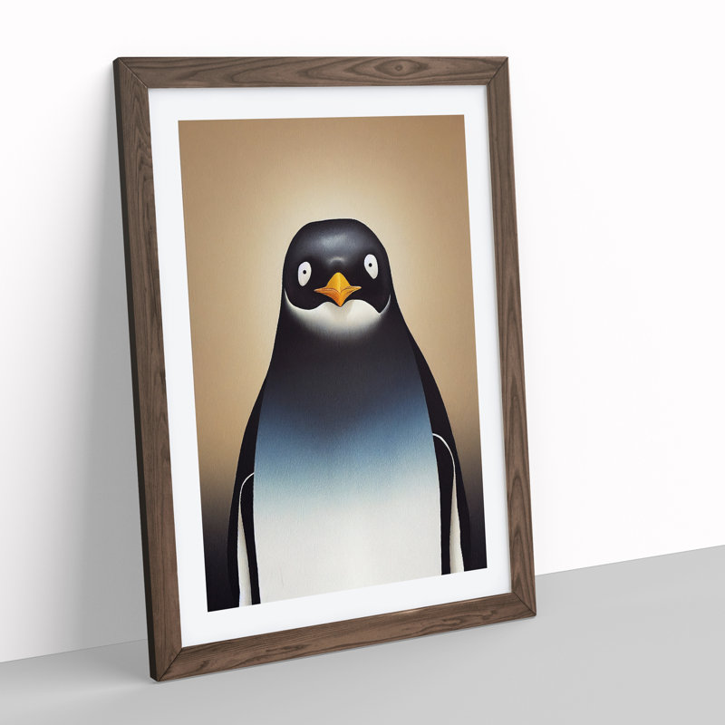 XV1022-521X Amazing Penguin - Single Picture Frame Print, 34cm H x 25cm W, Walnut Framed