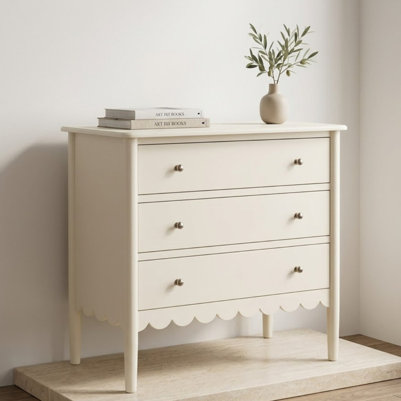 Stylish Nunda 80cm Solid Wood 3 Drawer Chest - Light Finish Hand Finished Sturdy Versatile Bedroom Storage Furniture for Home