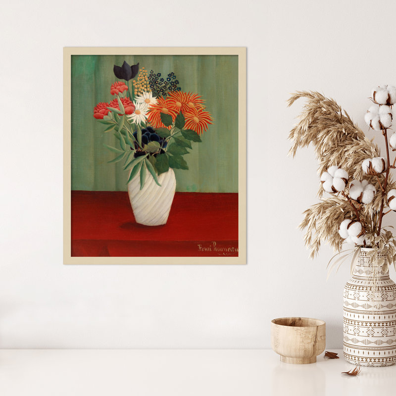 "Bouquet de fleurs" par Henri Rousseau, Brun, H 25 po x l 21 po