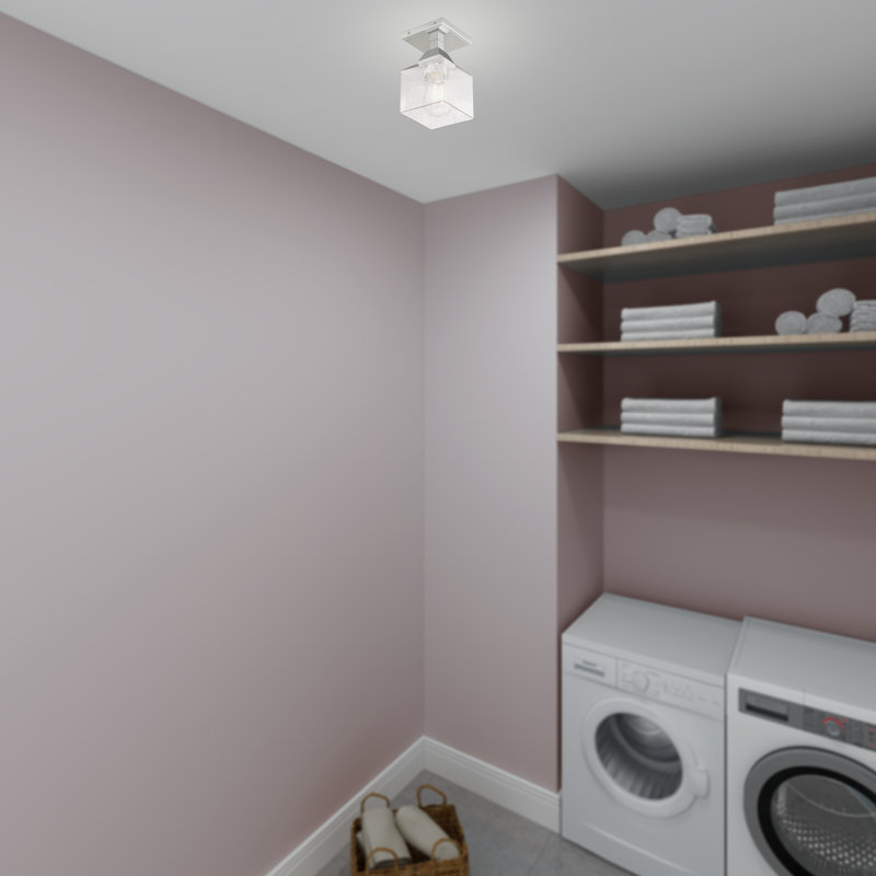Billington Glass Semi Flush Mount, Polished Chrome, Clear Seeded