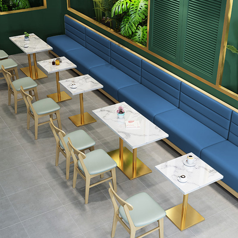Banc rembourré en similicuir Modern Simple, Bleu