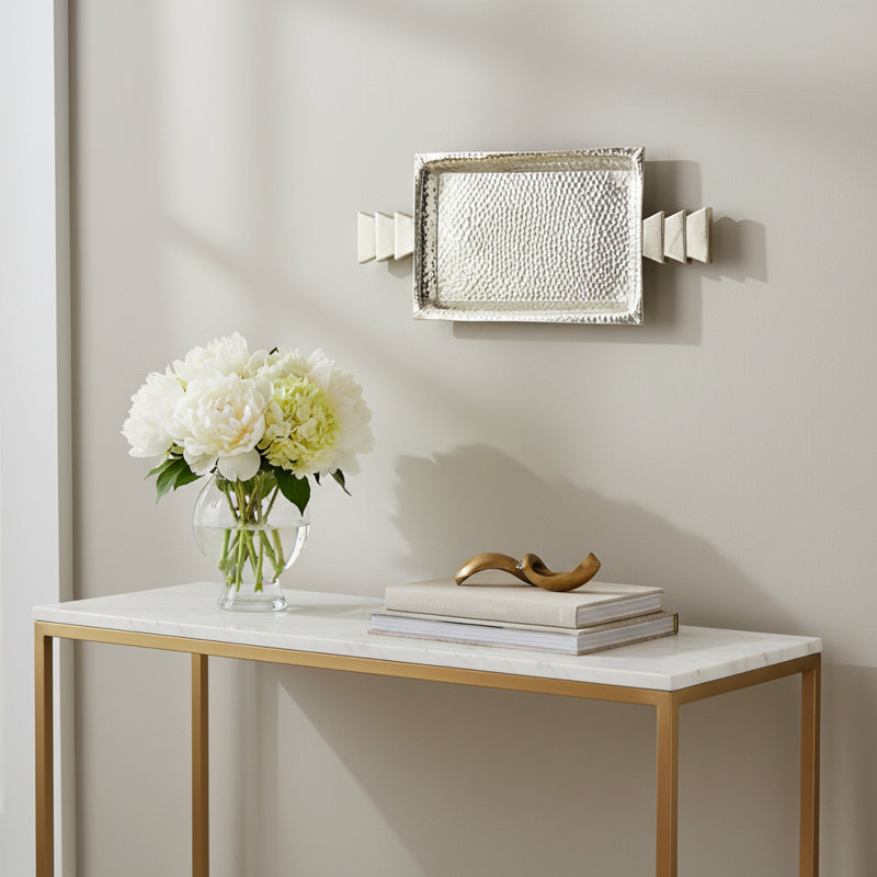 Calder Rectangular Silver Tray Wall Decor, Silver