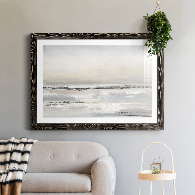 Distant brouillard - peinture encadrée, Cadre noir, H 31 po x l 44 po x P 1 po