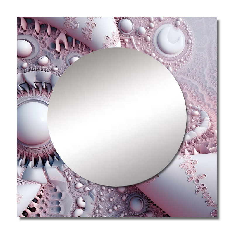 Ellyce - Art mural miroir carré pour salle de bain Fractals, 29 po x 29 po