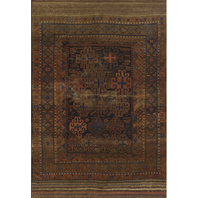 Earthy Antique Late 19th Century Tribal Geometric Afghan Baluch Rug