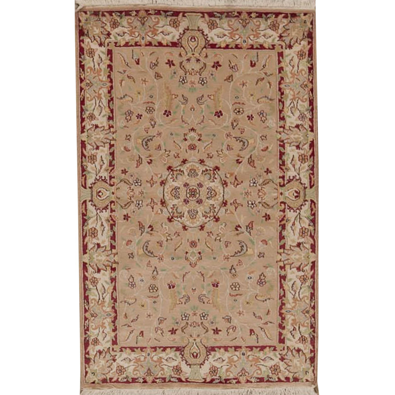 Oriental Hand-Knotted Beige/Ivory Area Rug