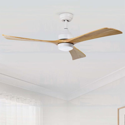 52" Ceiling Fan With Lights Remote Control,Quiet DC Motor 3 Wood Blade Ceiling Fans 6 Speed Levels,Reversible Ceiling Fan, For Patio Living Room, Bedroom, Office,Indoor