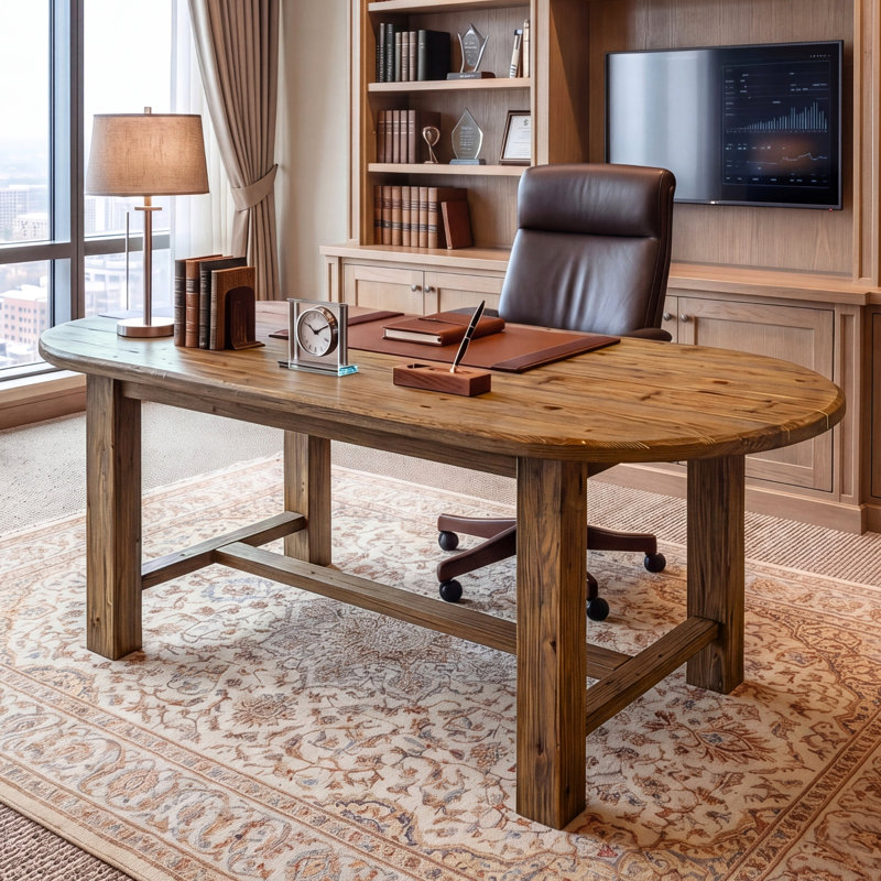 Oval Solid Wood Solid Wood Executive Desk
