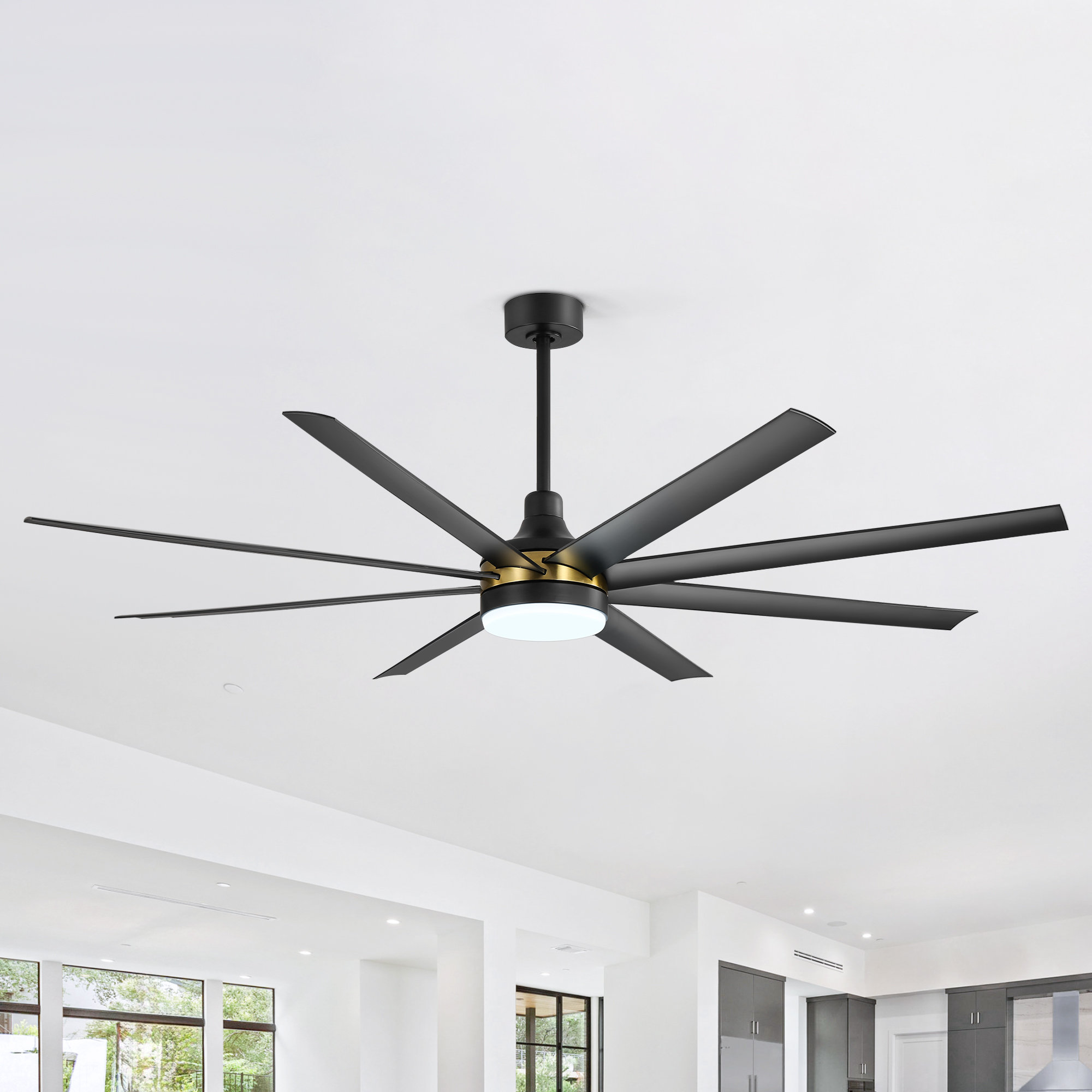 Mercer41 Jamii-Leigh 65/72/84 inch Large Indoor/Covered Outdoor Modern Ceiling Fan with Led Lights and Remote, 6-Speed, Reversible Quiet DC Motor, Timer, 8-ABS-Blade & Reviews | Wayfair