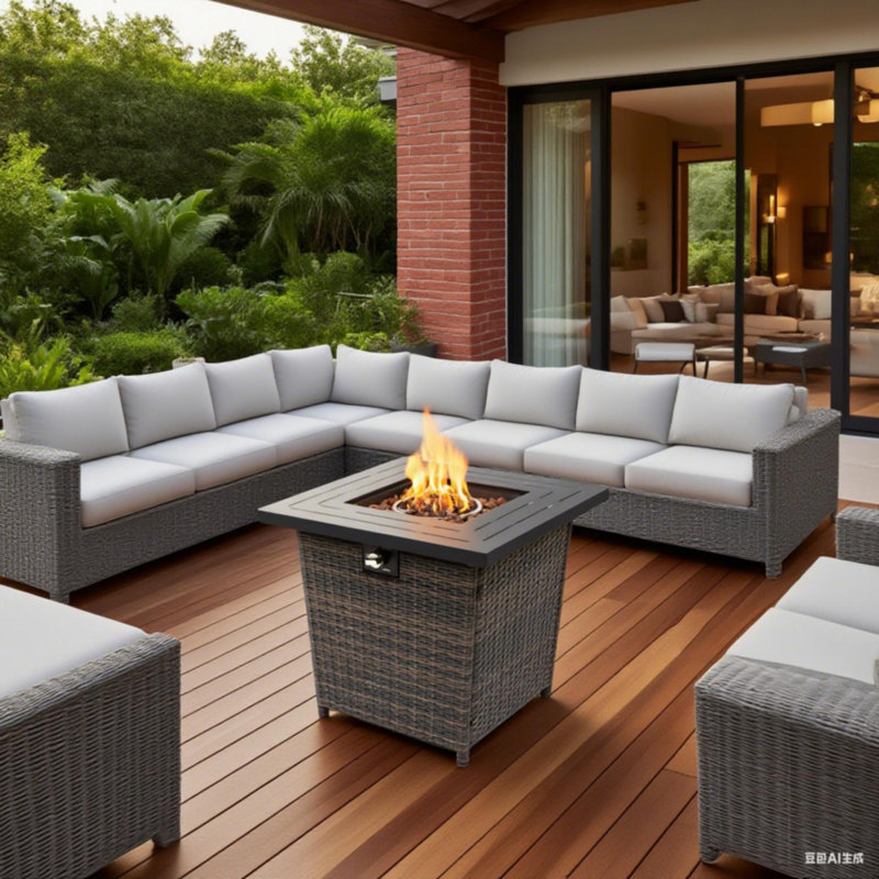 Square Steel Fire Pit with Wicker Base