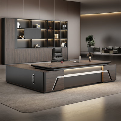 118.11"Modern administrative L-shaped Brown Manufactured Wood desk