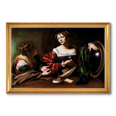 Martha et Mary Magdalene, v. 1598-Caravage - Toile avec cadre sur mesure