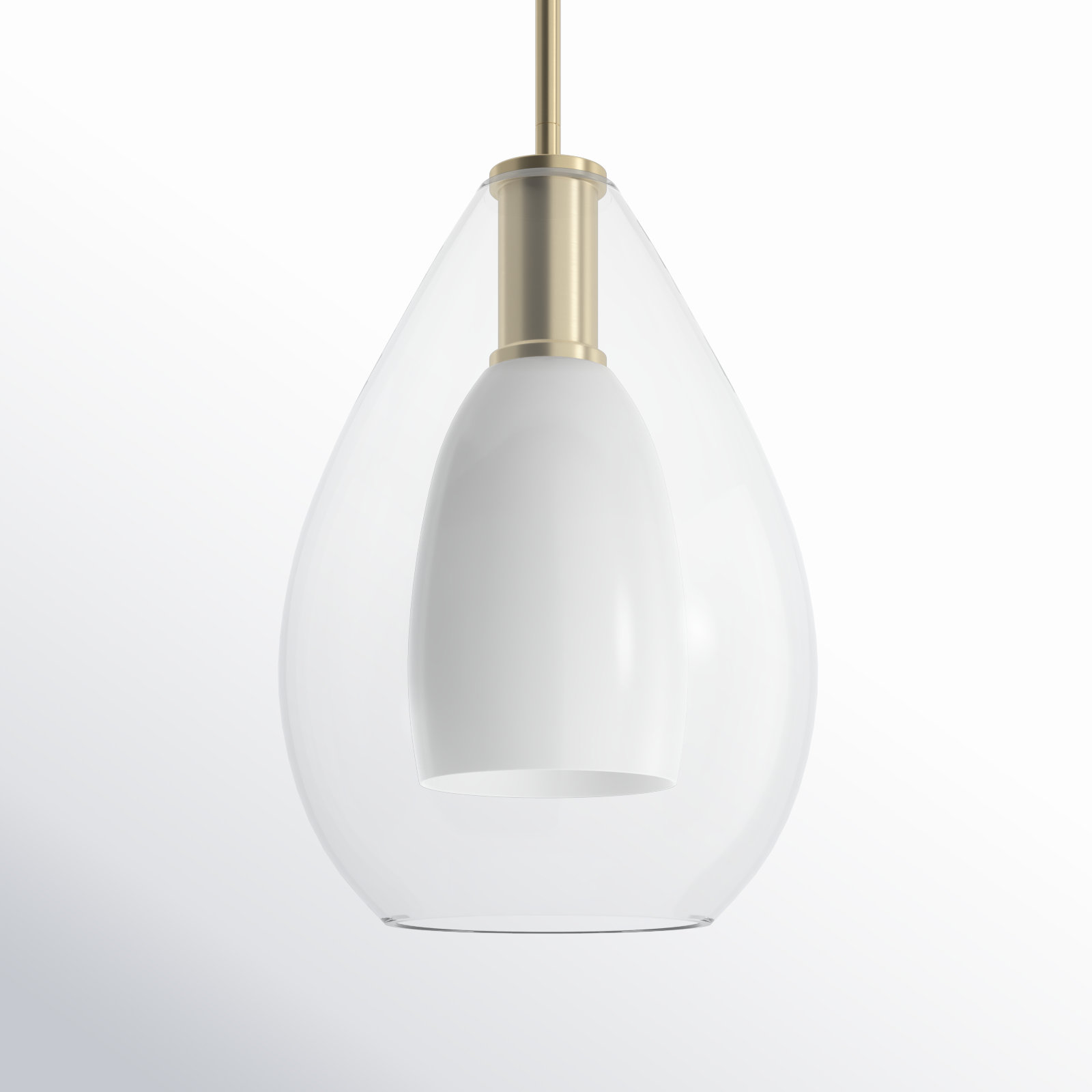 Eldine Single Light Glass Dimmable Pendant, Brushed Gold, 14.25" H x 9.87" W x 9.87" D