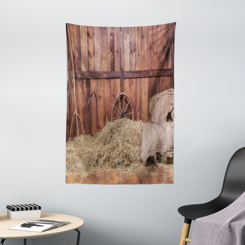 Tapisserie en polyester grange, H 60 po x l 40 po
