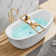 2 Handle Floor Mounted Freestanding Tub Filler with Brass Two-Function Handshower and Diverter