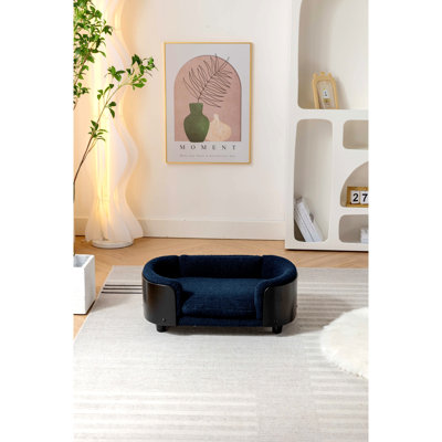 Chetanna Solid Wood Dog Bed with Bent Back & Cushion