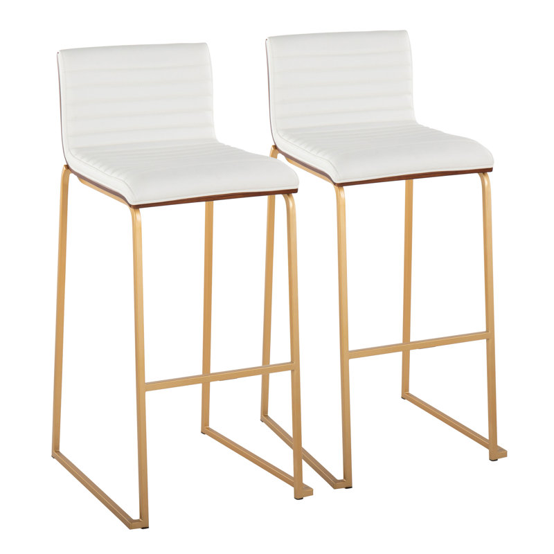 Tabouret de bar et de comptoir Chattahoochee, Cuir blanc / structure couleur dorée