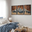 «Western Wood Effect Landscape», œuvre d'art de la forêt de montagne abstraite brune, images murales de cabane de ferme rustique, ensemble de 3 impressions sur toile encadrées-87369856-87369854