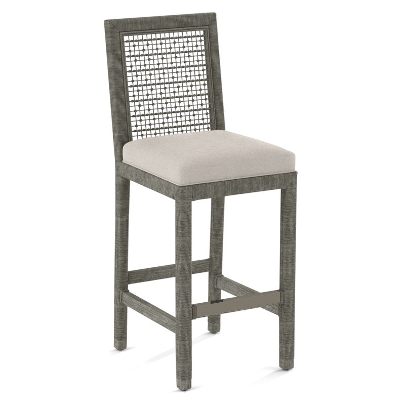 Pine Isle Bar Stool, Sunbrella Beige Pinstripe; 6205-74, Greystone
