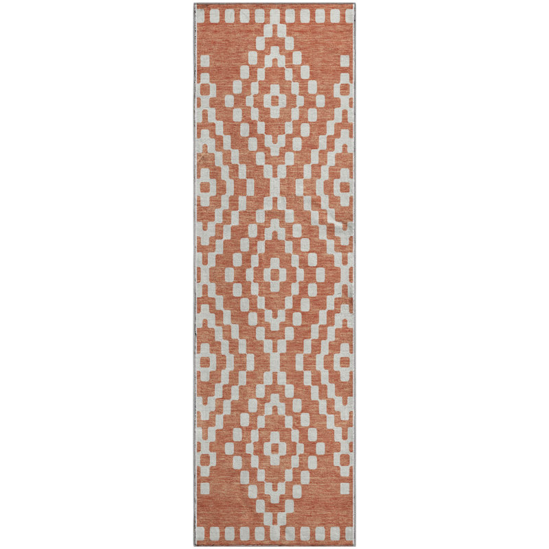 Tapis saumon Prisco lavable à la machine de qualité supérieure, Tapis de couloir 2 pi 3 po x 7 pi 6 po