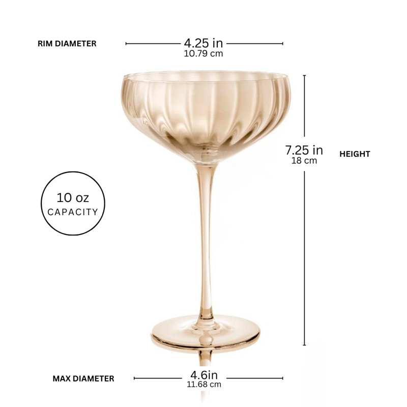 Ensemble de 4 verres coupés oranges Orlosky, Ambre