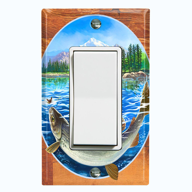 Plaque murale trophée pêche lac gris