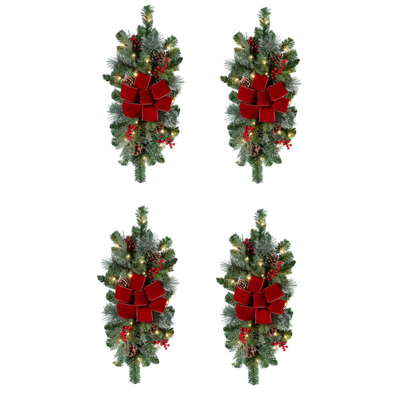 Ensemble de 4 guirlandes lumineuses classiques de 66 cm (26 pouces) pour escalier, pré-illuminées.