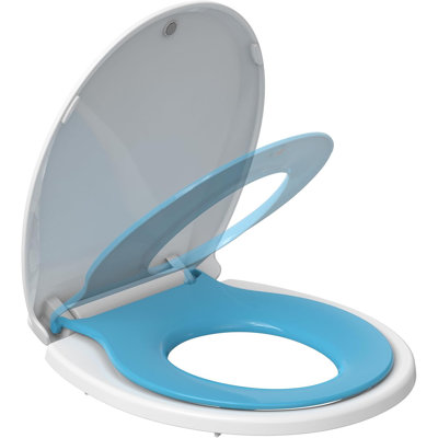 Siège de toilette rond à fermeture en douceur avec siège d'entraînement amovible, charnières à dégagement rapide pour un nettoyage facile, conception à fermeture lente et antidérapante, installation facile, 17 po