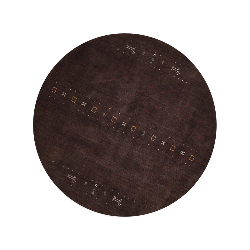 Anley Hand Knotted Loom Wool Eco-Friendly Area Rugs - Round, Brown, Contemporary Modern Design, High Pile Thick Handmade Anti Skid Area Rugs for Living Room, Bed Room