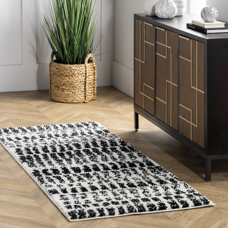 Tapis noir / blanc Ainsleigh, Rectangle 7 pi 10 po x 10 pi
