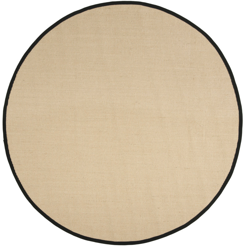 Natural Fiber Retia Border Area Rug In Beige & Black, Round 183 cm