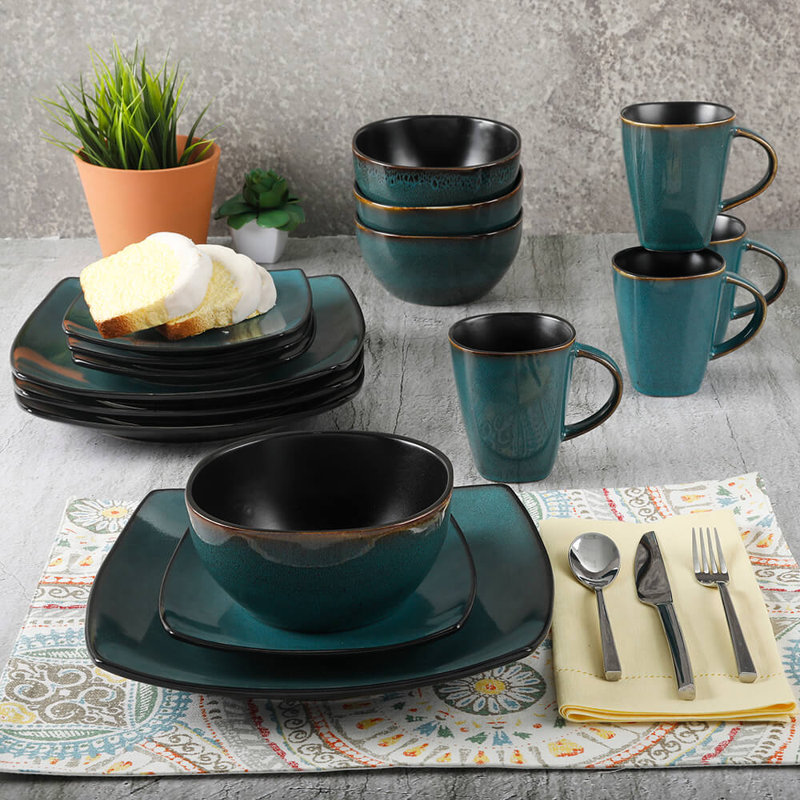 Vaisselle Ivy Bronx - service pour 4, Sarcelle