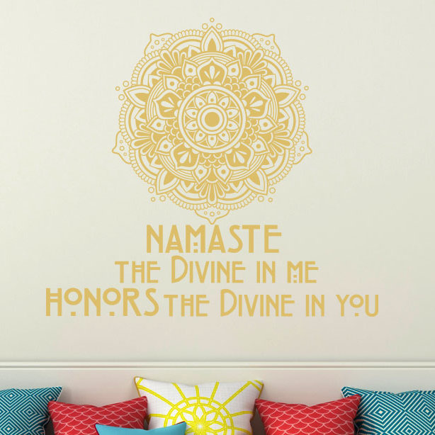 Décalcomanie murale décoration mandala Namaste, Crème