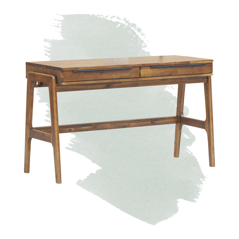 Sacario 49" Solid Acacia Wood Writing Desk with Drawers