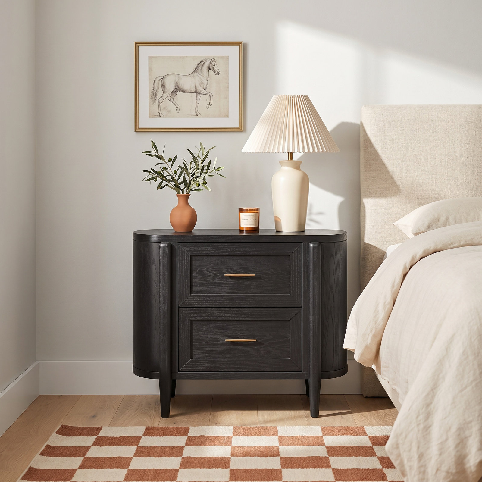 2-Drawer Oak Nightstand