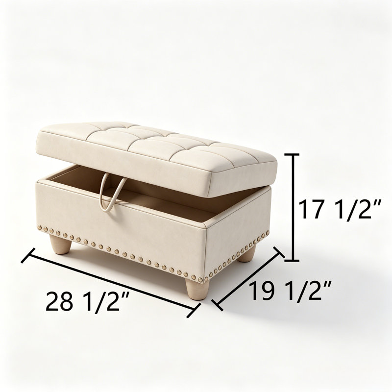 Banc de rangement rouge en similicuir avec garniture cloutée, repose-pieds et tabouret multi-usage pour le salon, la chambre à coucher et le vestibule