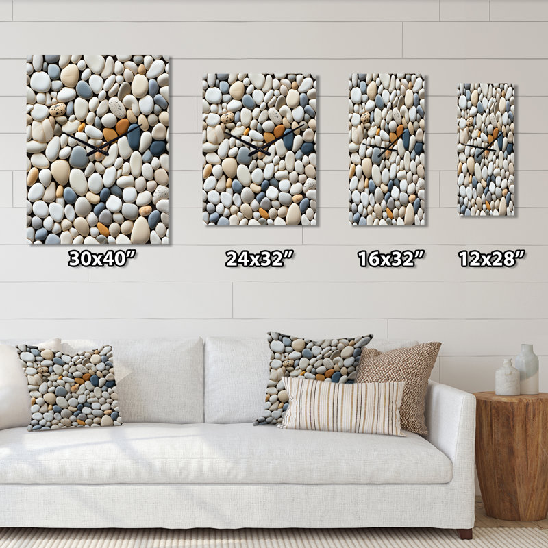 Horloge murale moderne à motif de galets et mosaïque tropicale, H 40 po x l 10 po x P 1 po