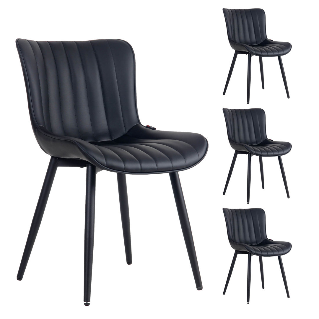 Heitger Faux Leather Upholstered Side Chairs Modern Wingback Dining Chairs with Metal Legs (Set of 4) George Oliver Upholstery 