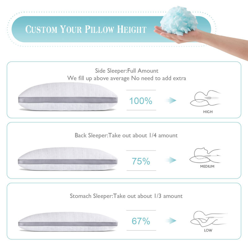 Queen Size Cooling Memory Foam Pillows with Adjustable Fill
