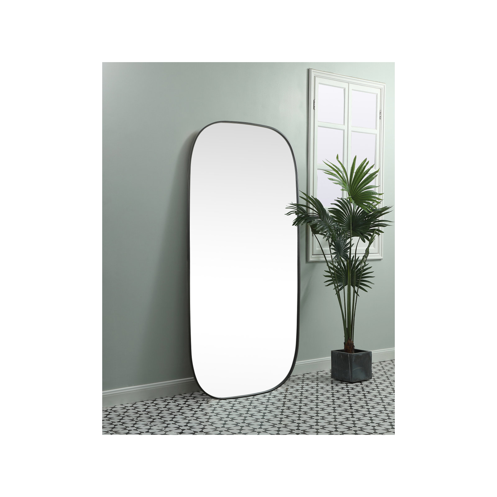 Bertin Metal Oval Wall Mirror, Black, 60" x 36"