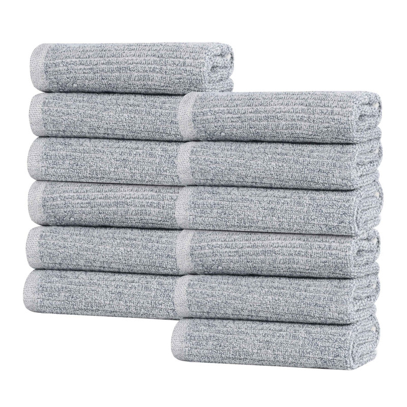  Ensemble de serviettes de table en mélange de coton et viscose - Conception nervurée texturée - Séchage rapide, Bleu denim