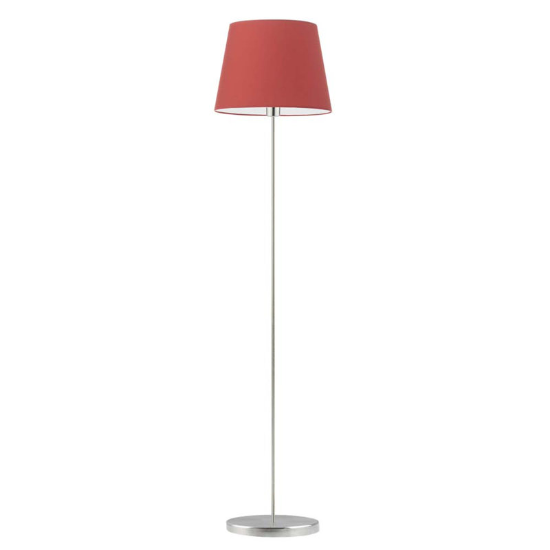 Artimus 162.5cm Traditional Floor Lamp, Brushed Steel, Red