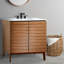 Armoire de meuble-lavabo à 2 tablettes en bois à lattes minces l 36 po x P 18 po x H Calandre (lavabo non inclus), noyer Calandre-93805371
